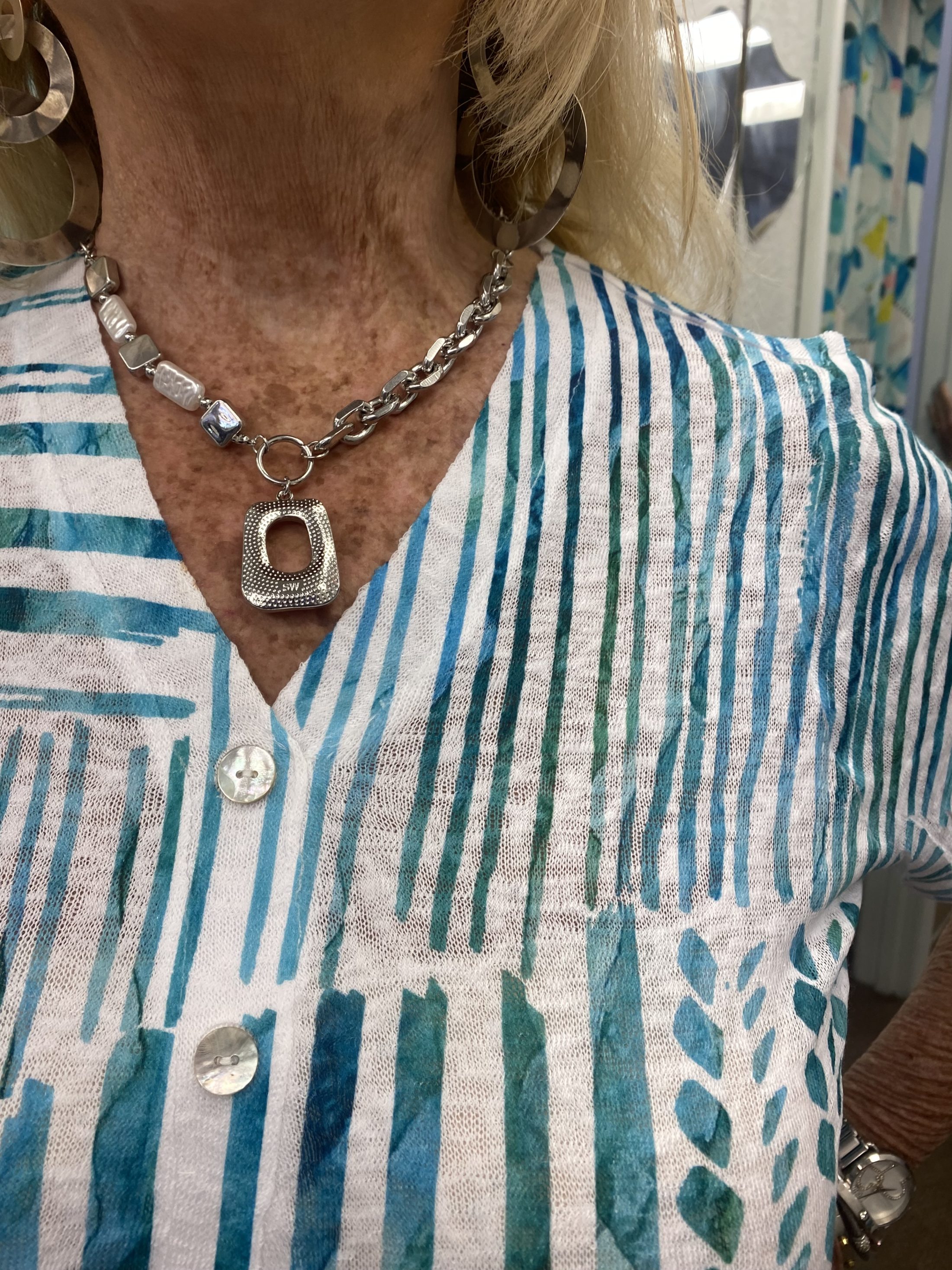 Block Chain Necklace and Earring Set