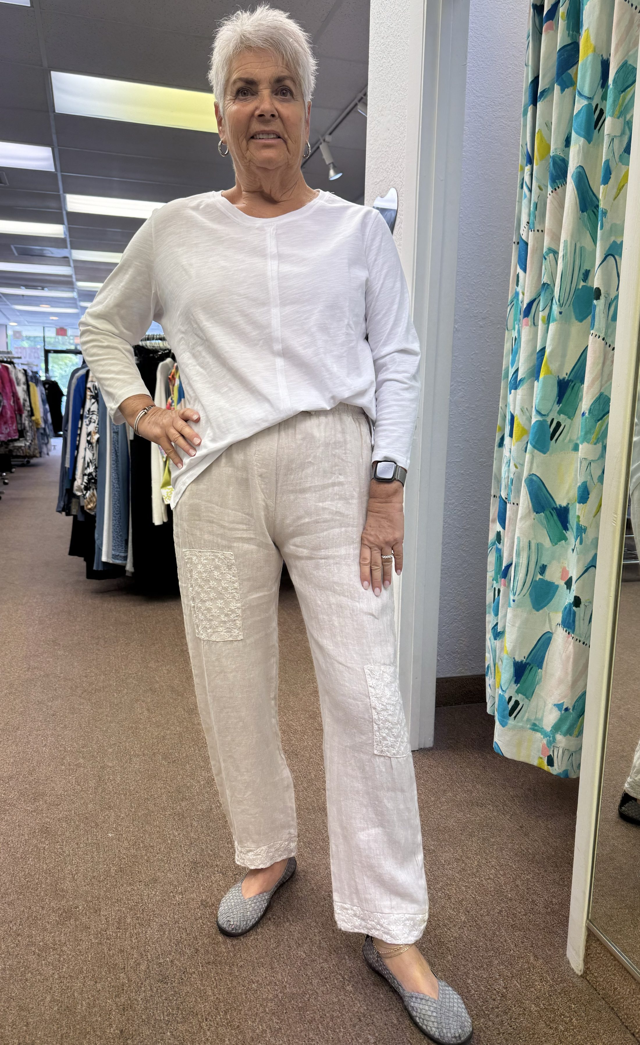 Linen Embroidered Pants