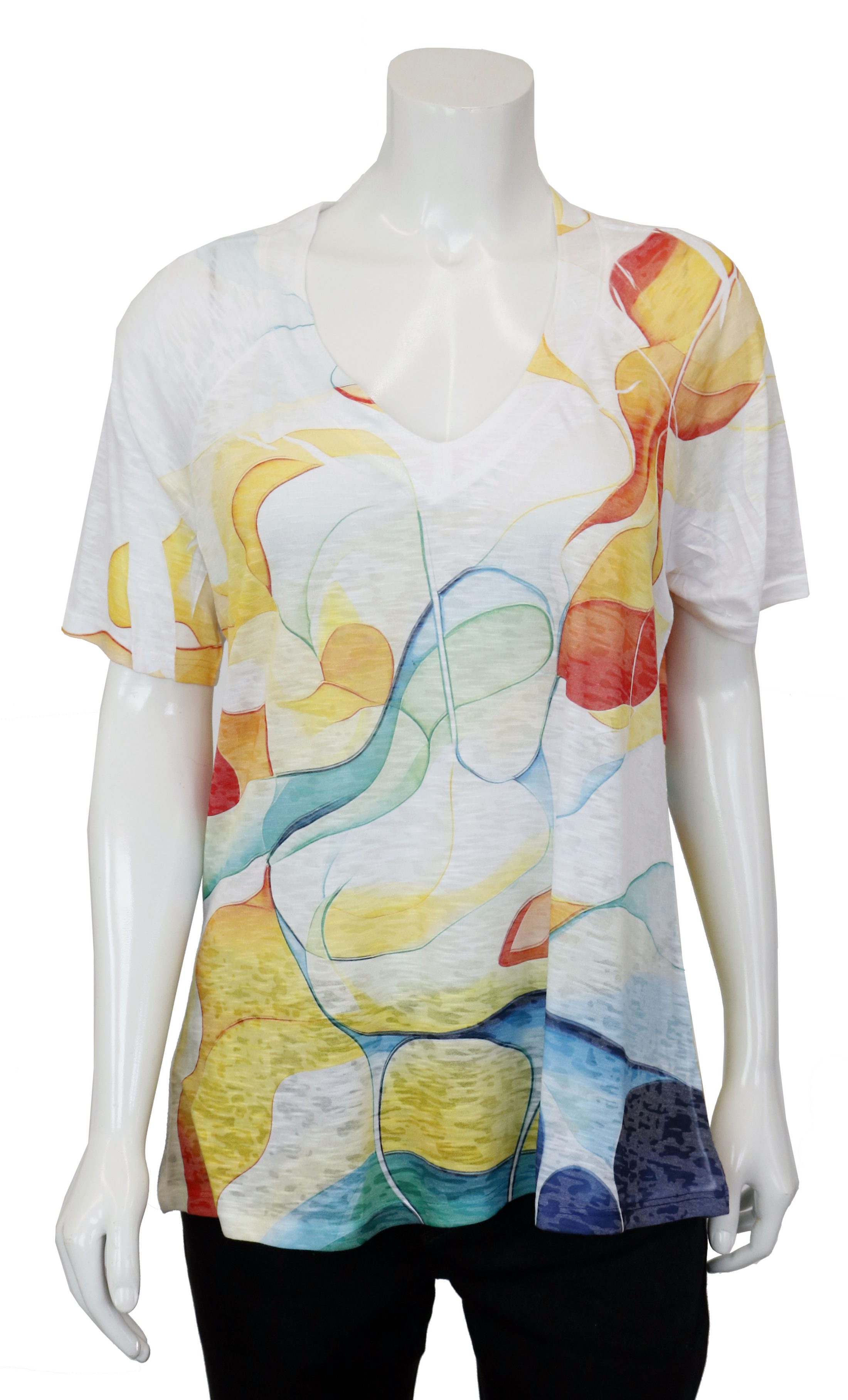 Colorful Flow V Neck Top