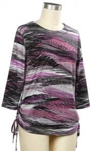 Great Outdoors 3/4 Sleeve Printed Stripe Top