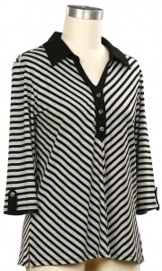 Worlds Apart 3/4 Sleeve Stripe Top