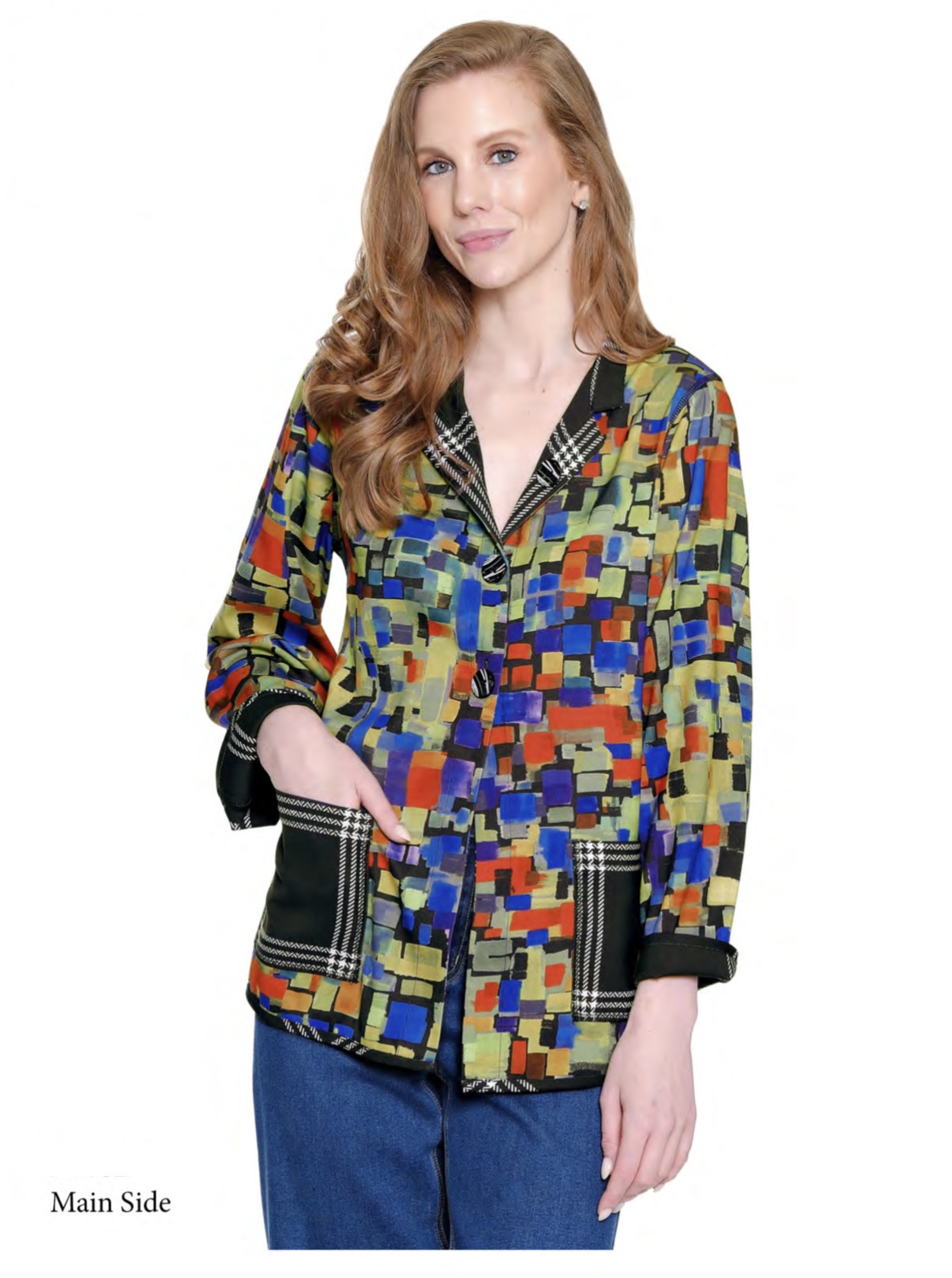 Woven Reversible 3/4 Sleeve Stand Jacket