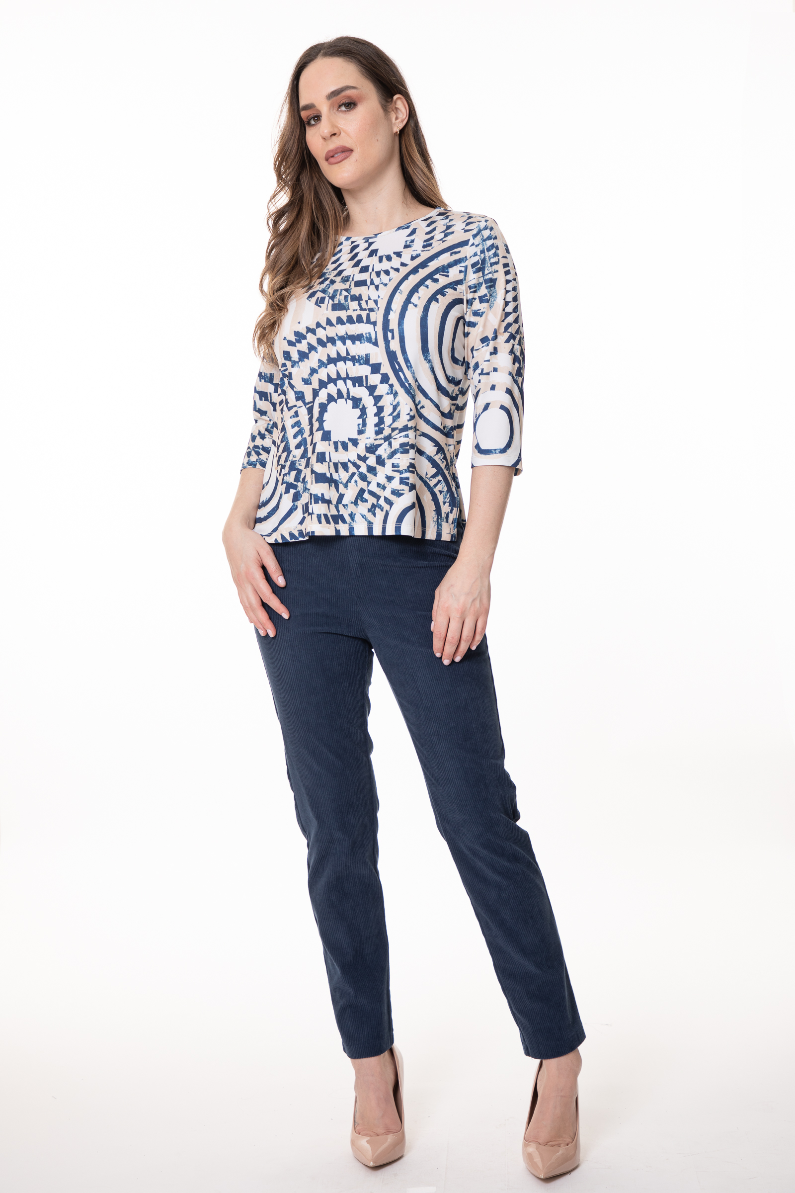 Cream and Navy Top