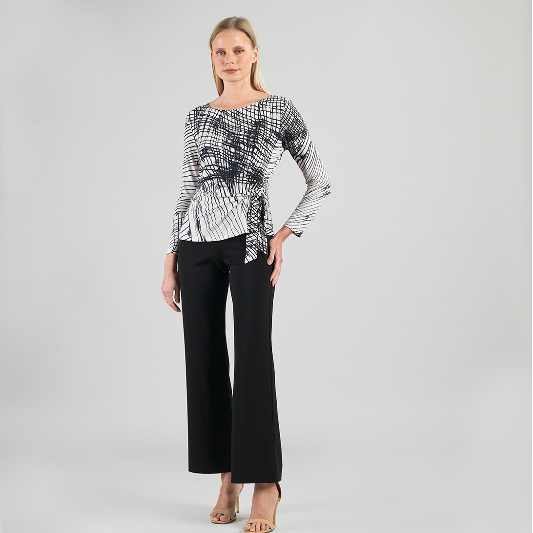 Geo Web Lines Soft Knit Side Tie Top