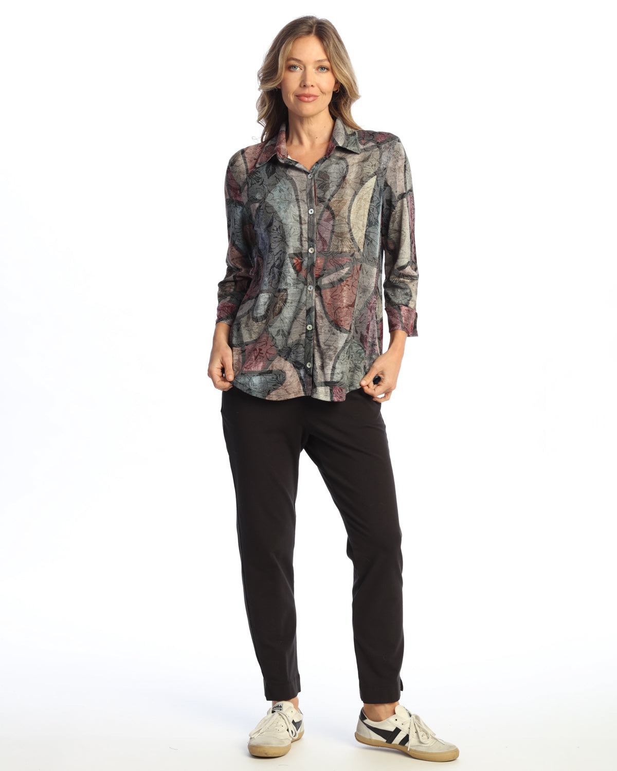 Melody Button Down Shirt with 3/4 Cuff Sleeve
