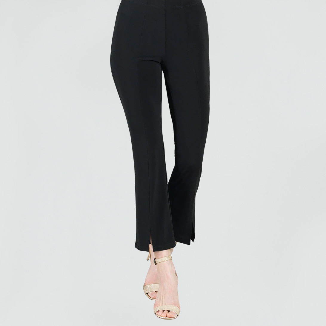 Solid Center Seam Ankle Pant with Slit Front Hem