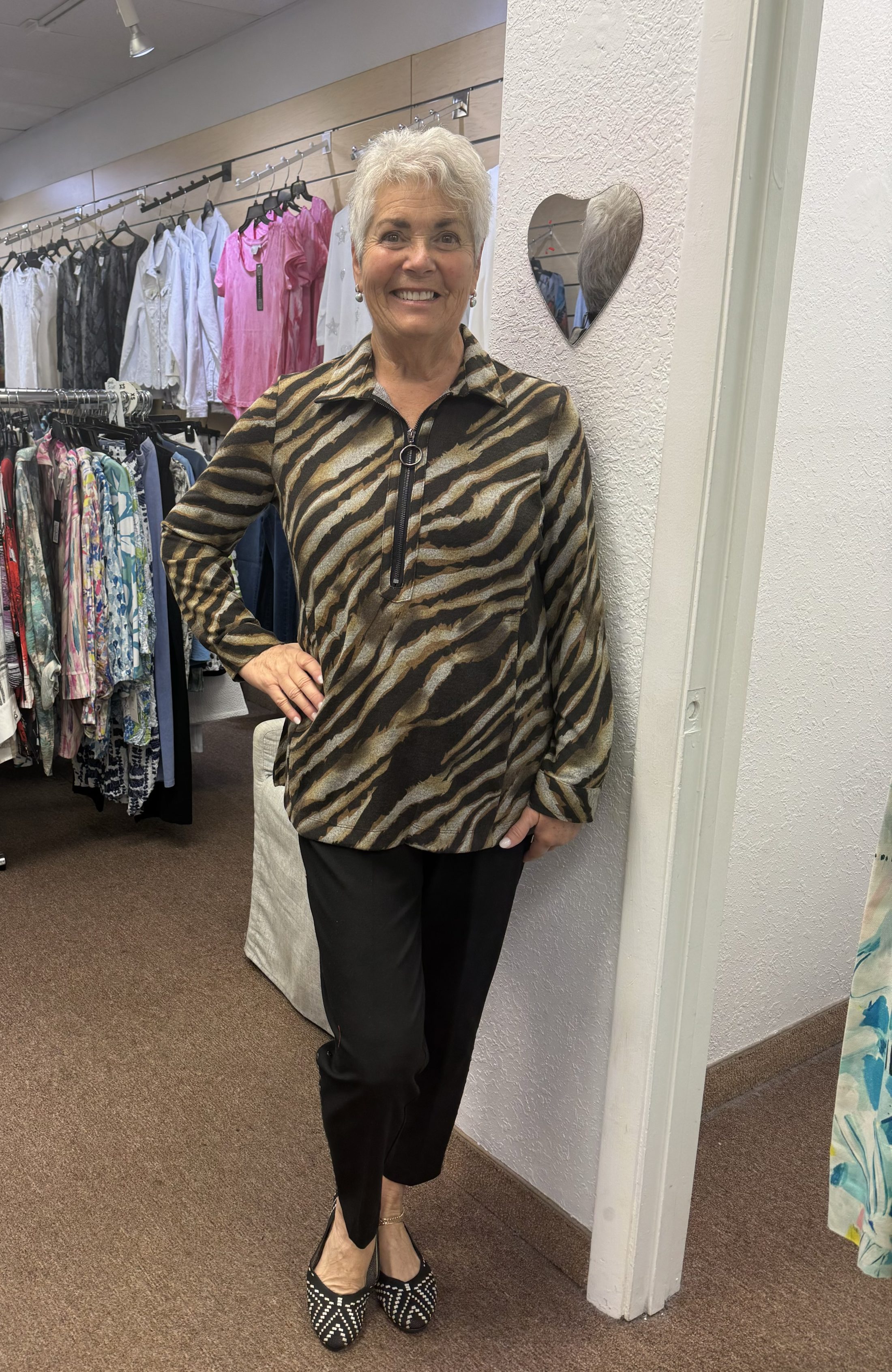 Knit Pop Over Tunic with Zip Front