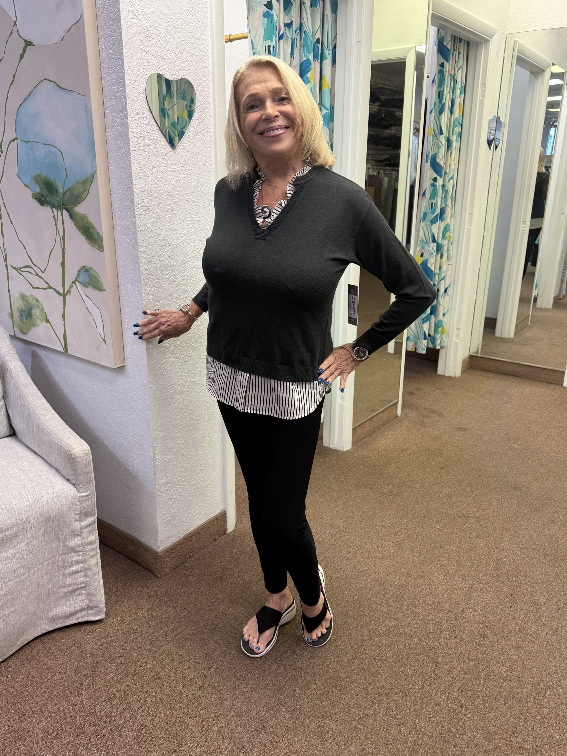 Long Sleeve Drop Shoulder Ruffle V-Neck Top