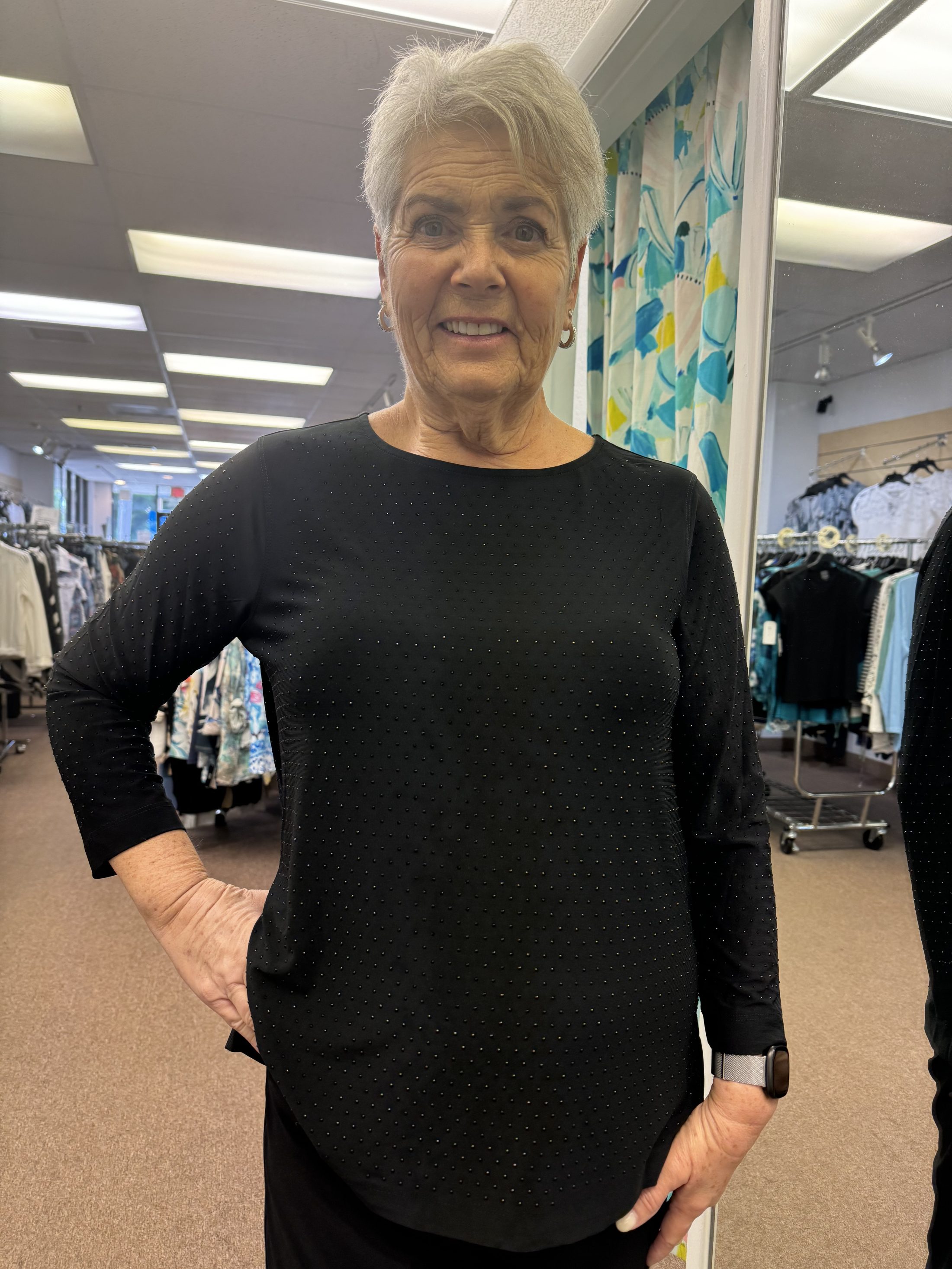 3/4 Sleeve High Neck Top