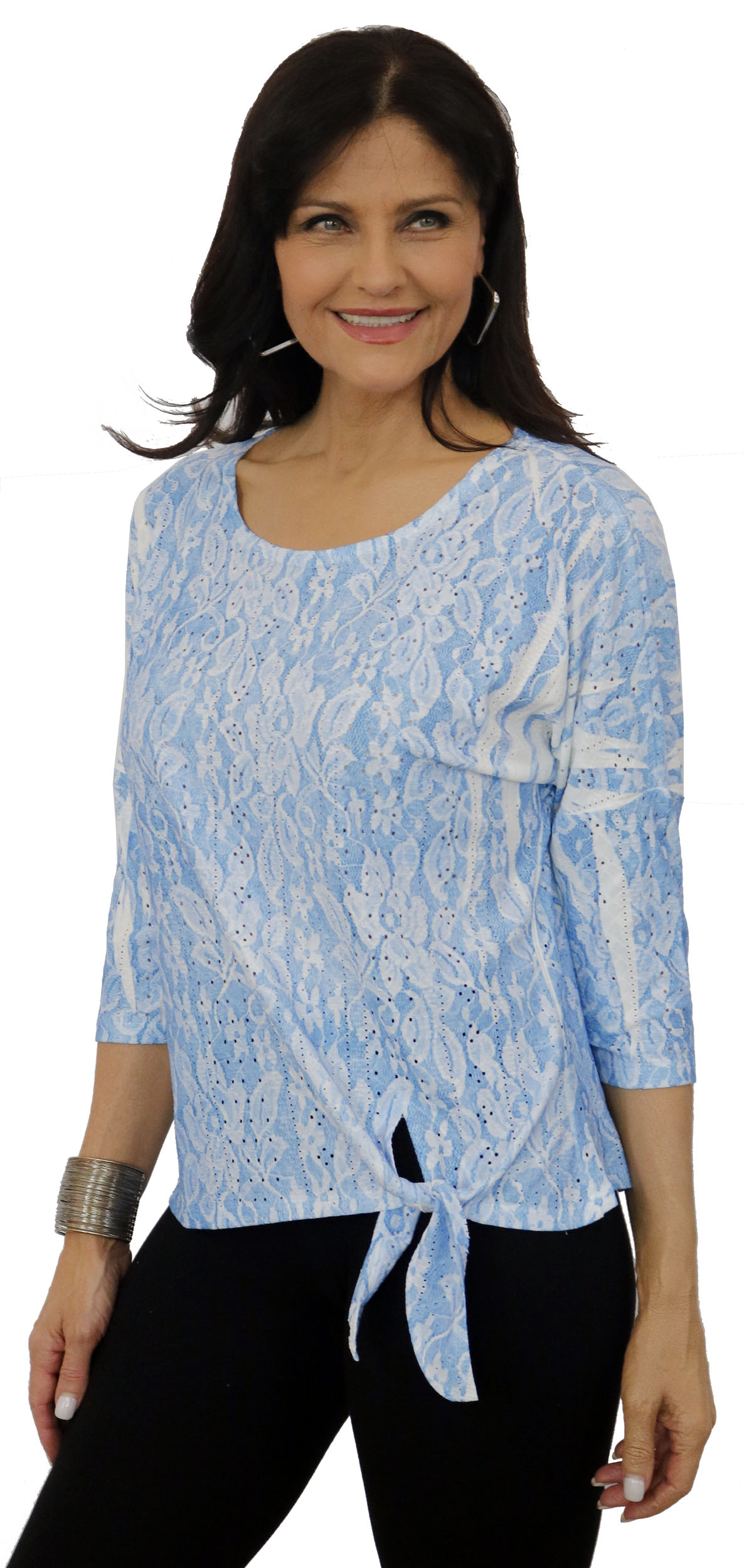 Eyelet Damask Tie Top