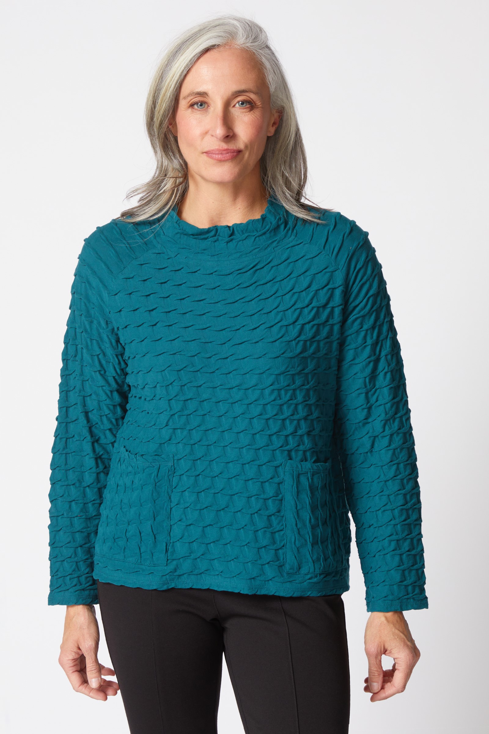 Textured Tides Raglan Pocket Top