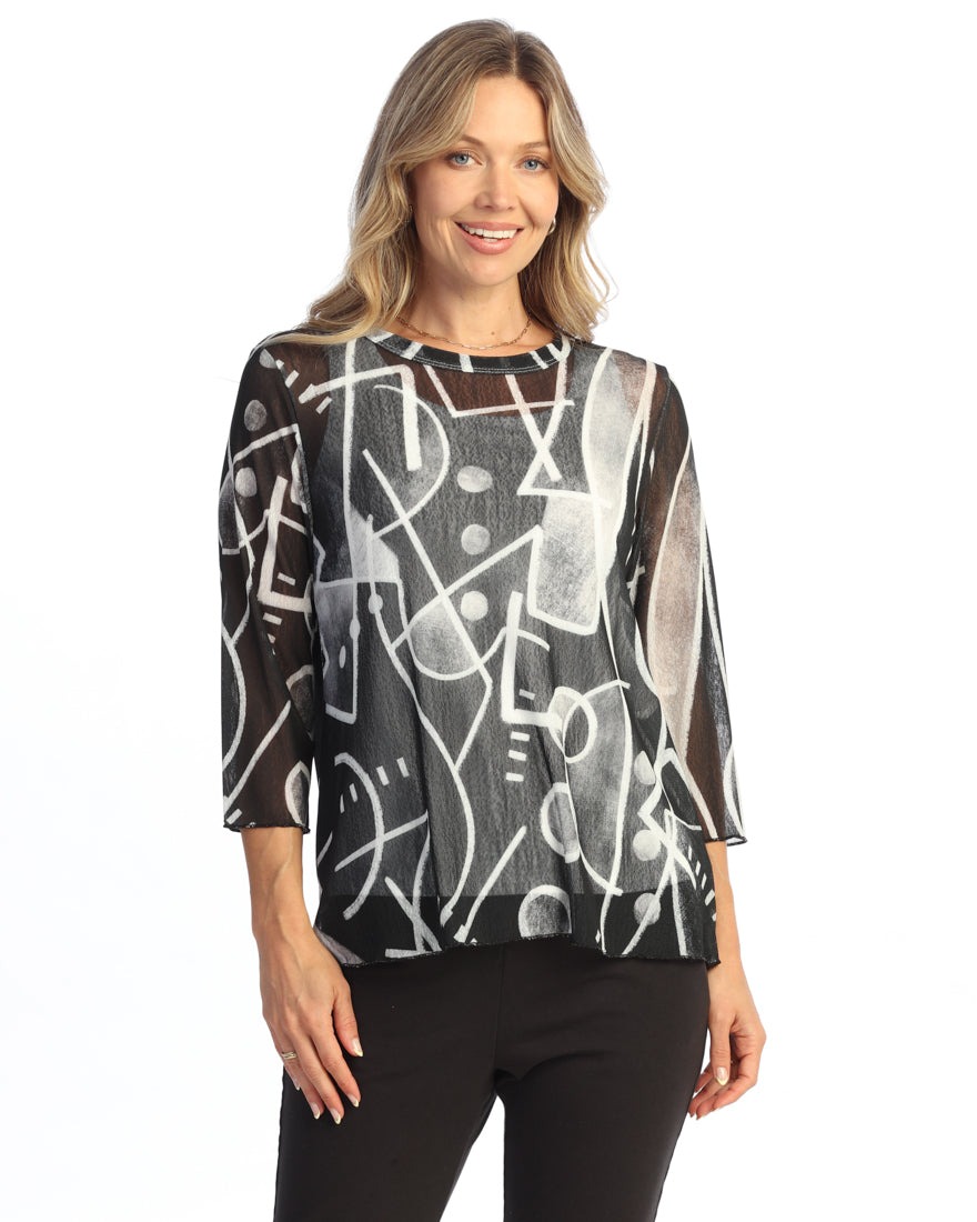 Crepe Mesh Top with Tank