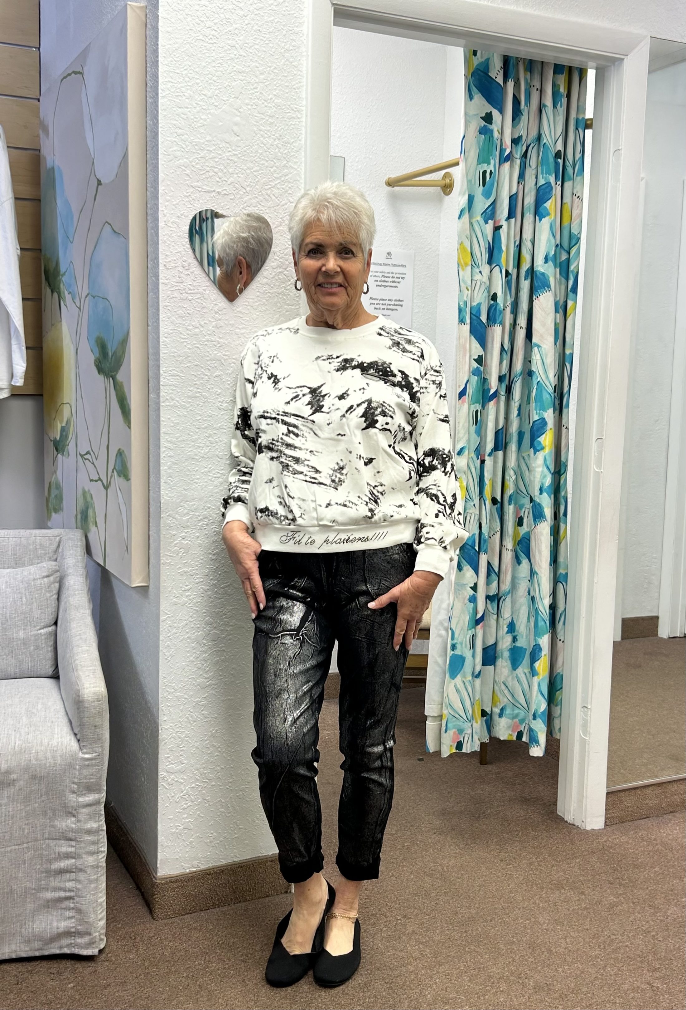 White Crop Long Sleeve Sweater with Writing