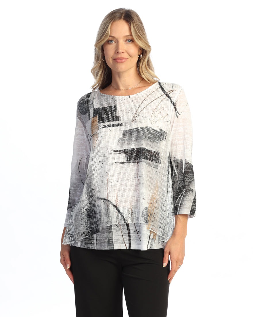 Plus Tango Layered Boucle Mesh Tunic Top