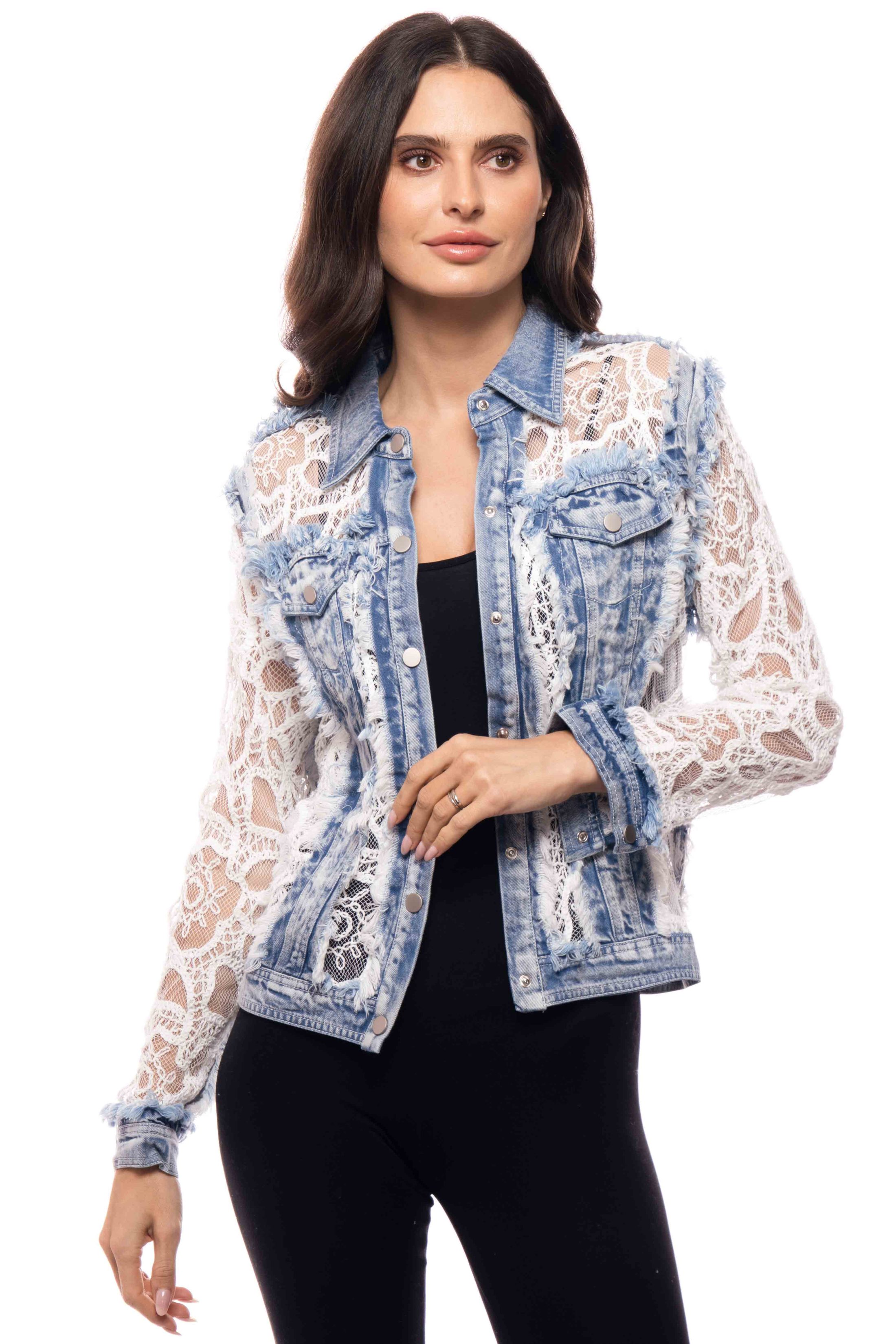 Denim Jacket with Floral Embroidery