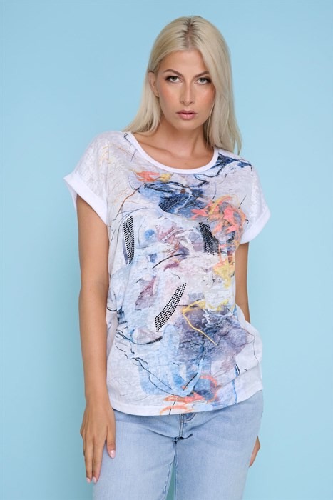 Embellished Printed Top