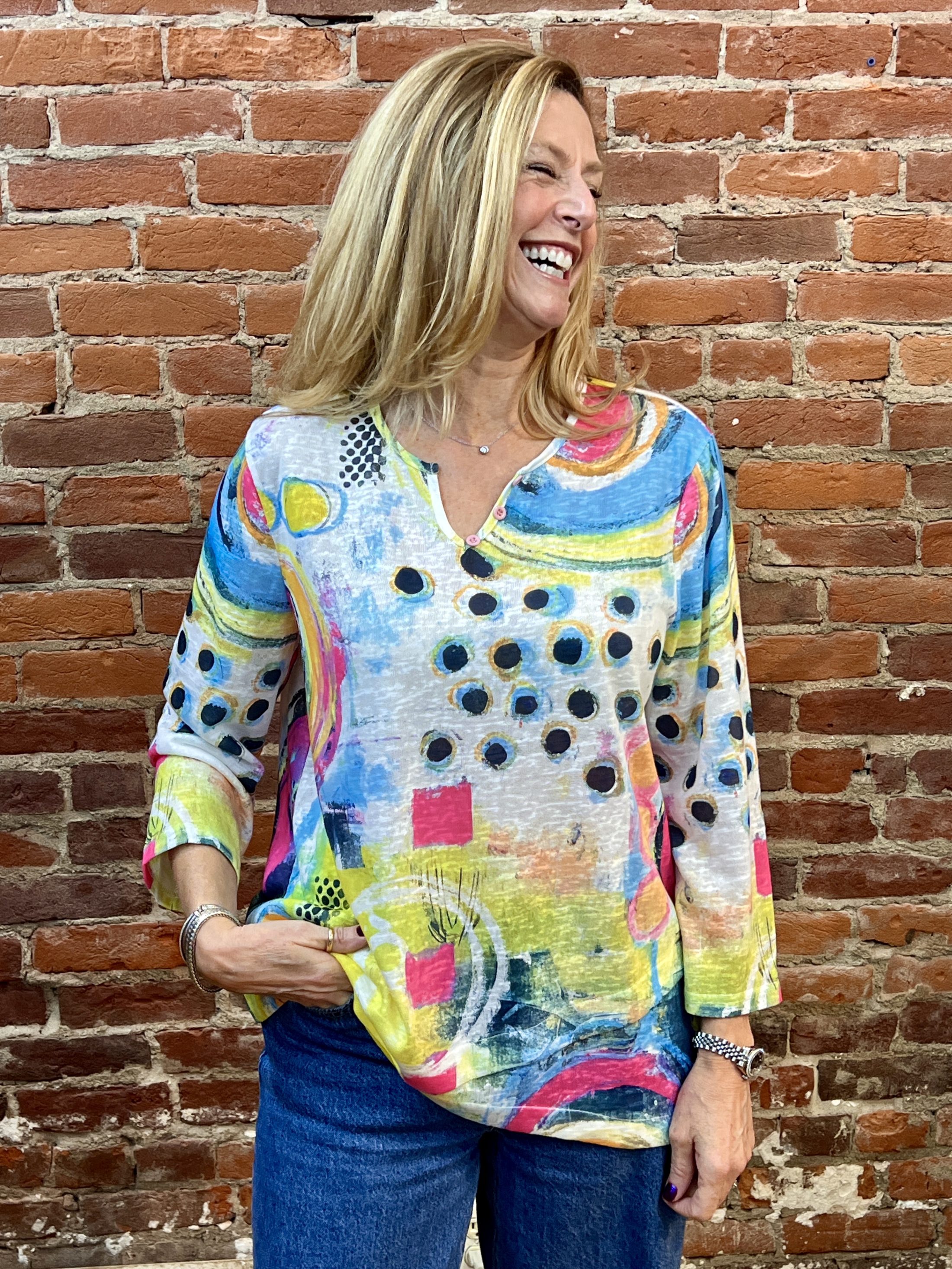 Knit Button Detail Layered Bottom Top