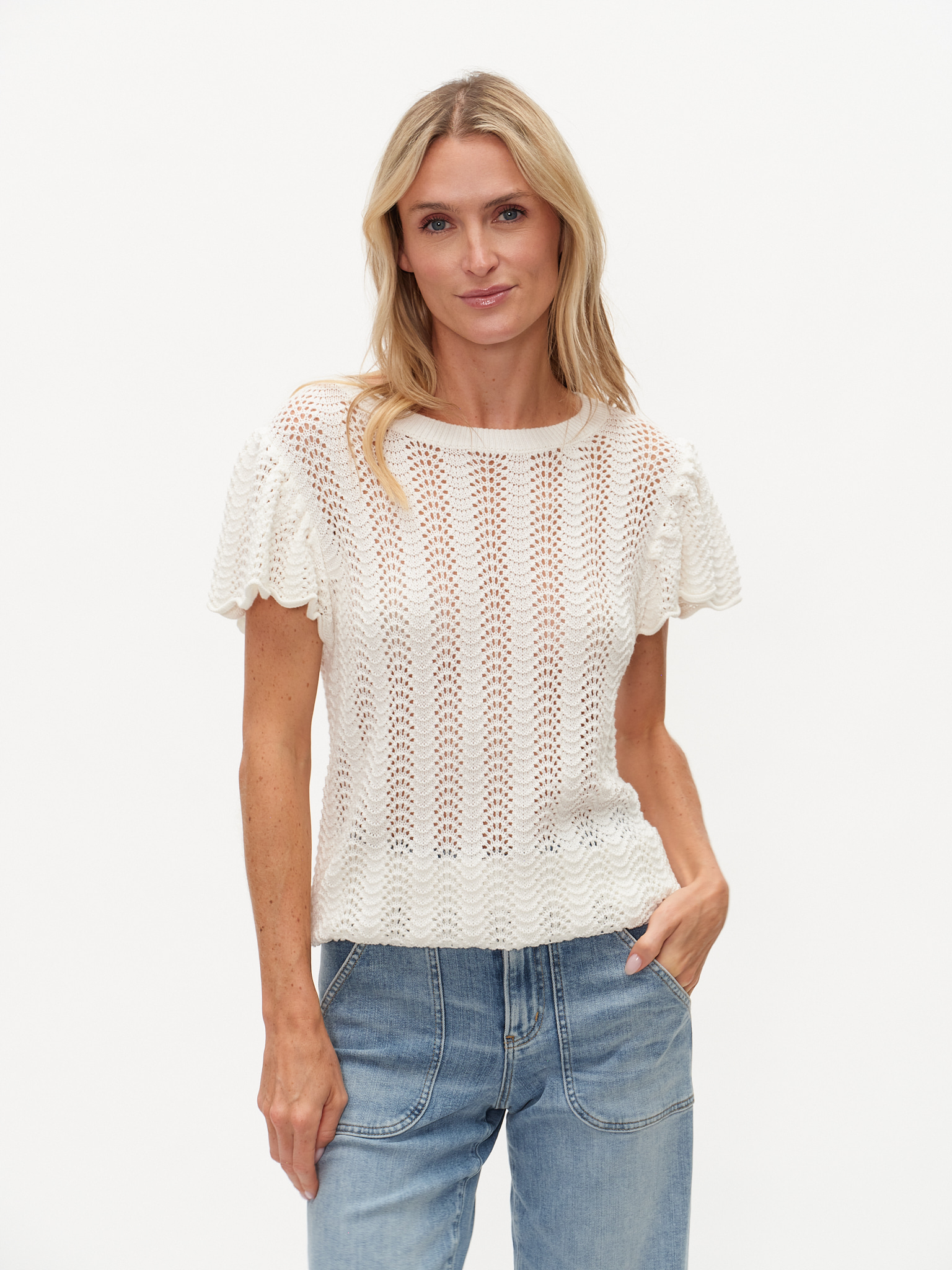 Meadow Crewneck Flutter Sleeve Top