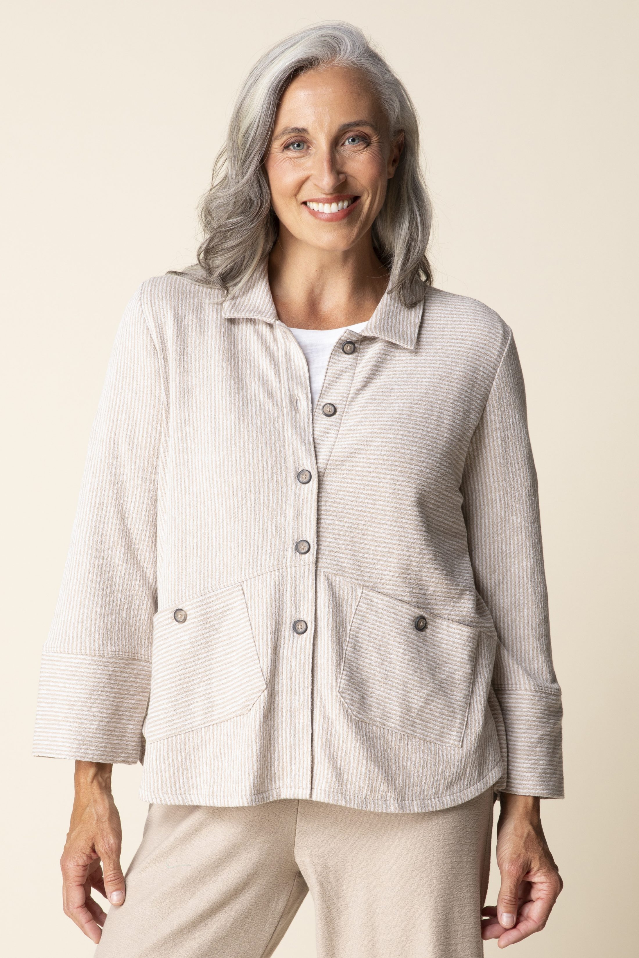 Pasadena Knit Stripe Button Front Shirt