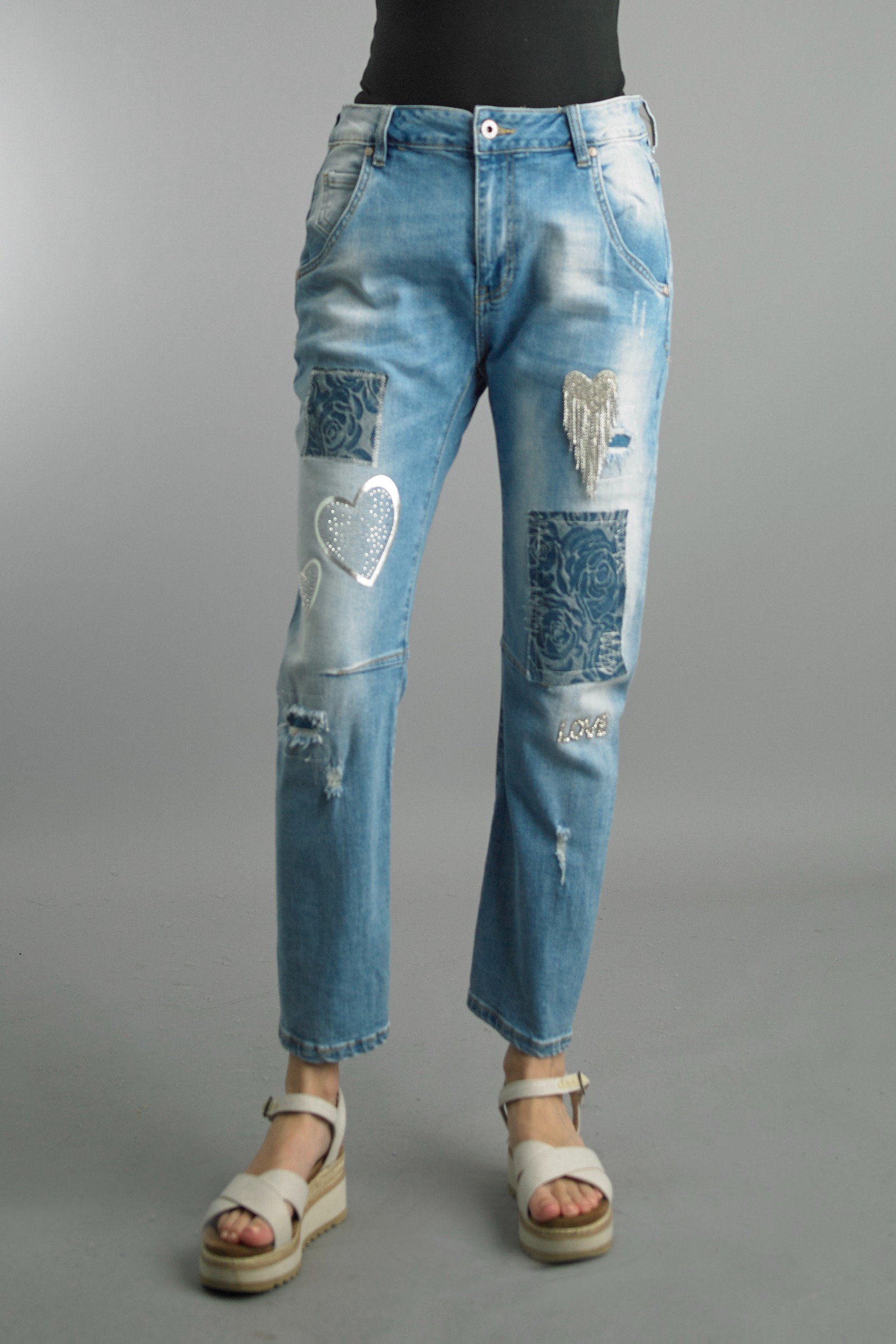 Patch Heart Denim Pants
