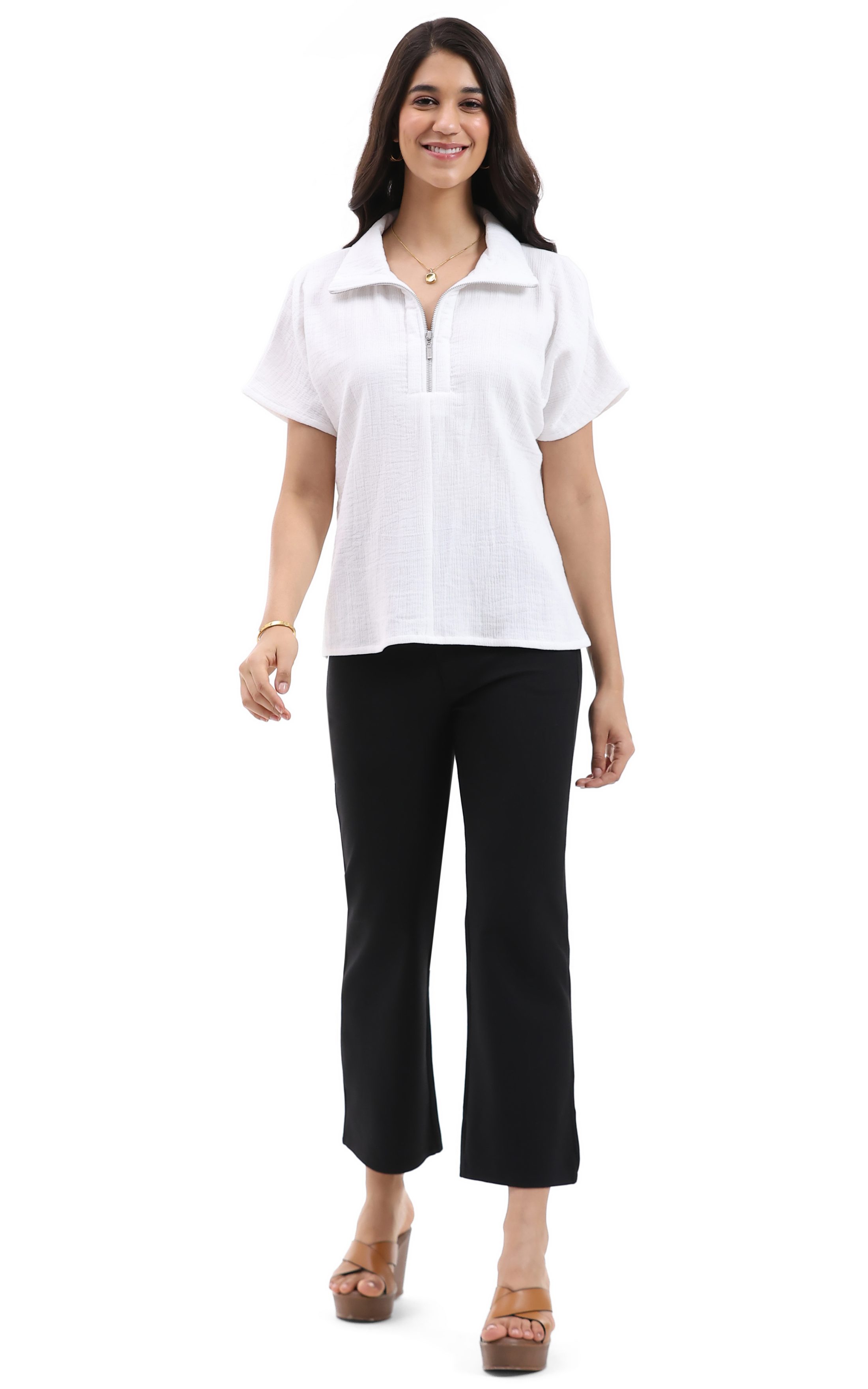 Plus Shawn Short Sleeve Zipper Top