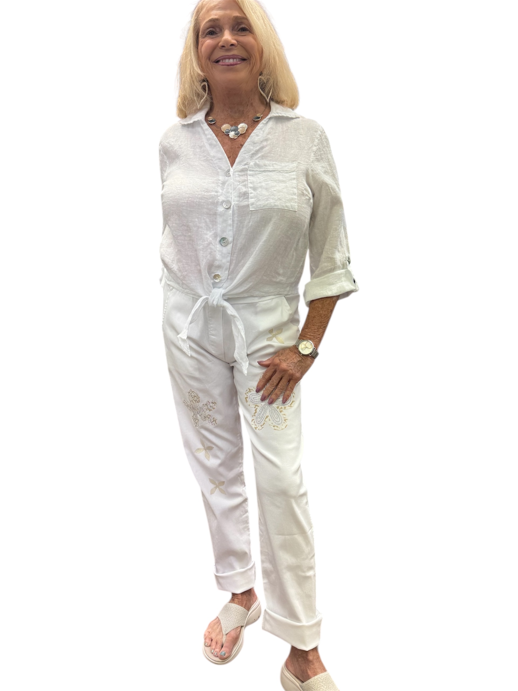 White Tie Front Blouse