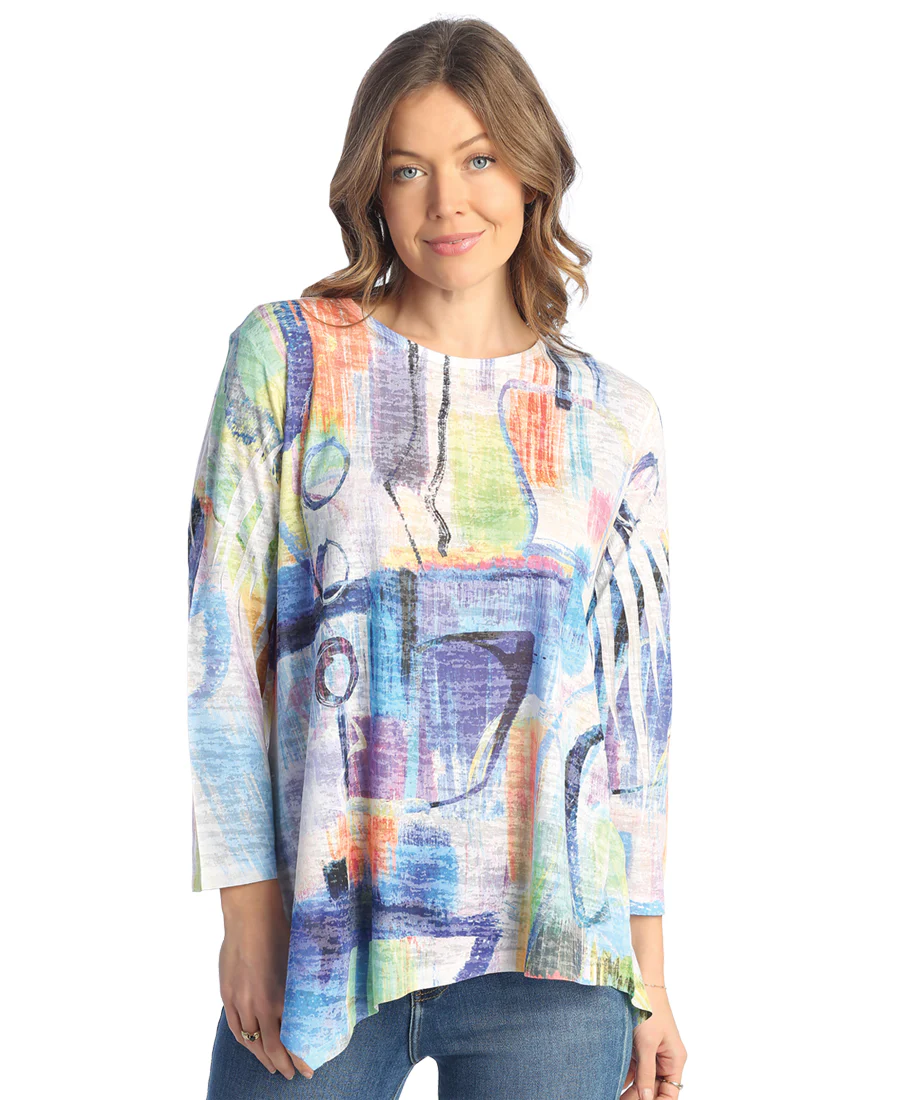 Bristol Jersey Burnout Asymmetric Tunic Top