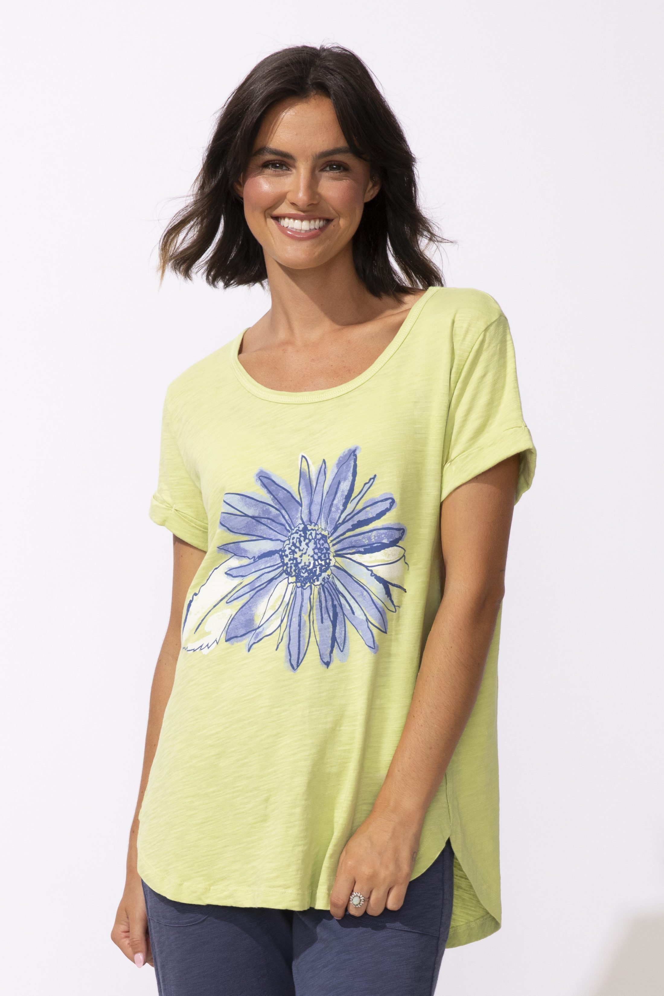 Destination Sunflower Cuff Sleeve Tee