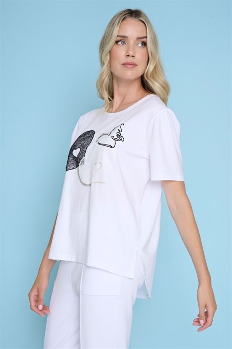 Heart Embroidered Top