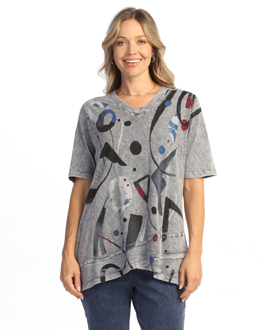 Miro Mineral Washed V Neck Short Sleeve Tulip Top