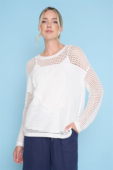 Open Knit Heart Top