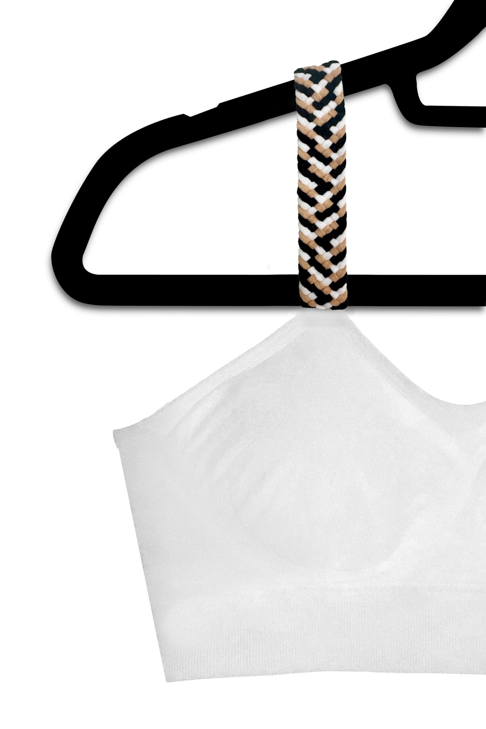 Plus White Bra with Woven Strap