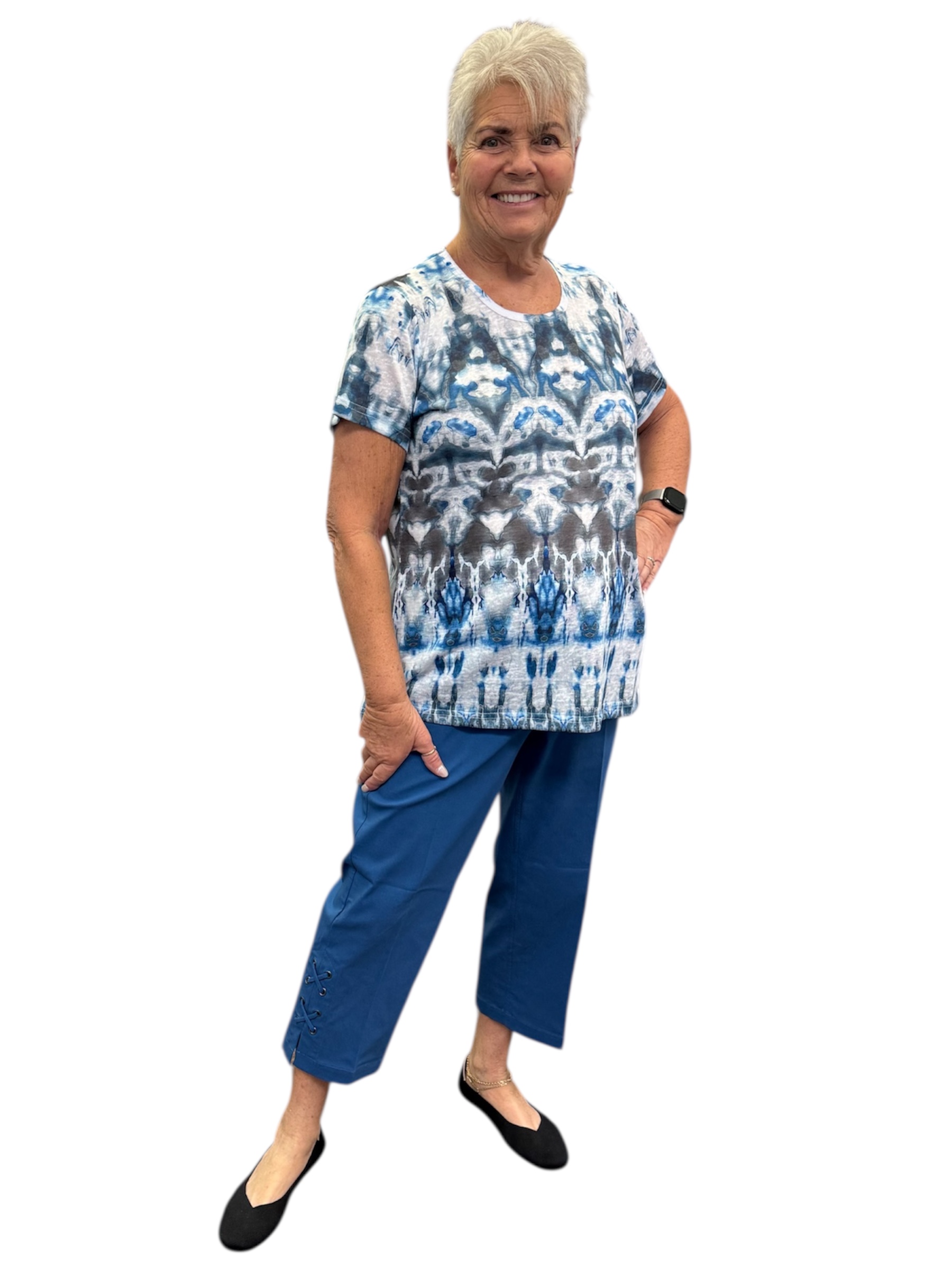 Pull On Crop Pant with X Hem Vents