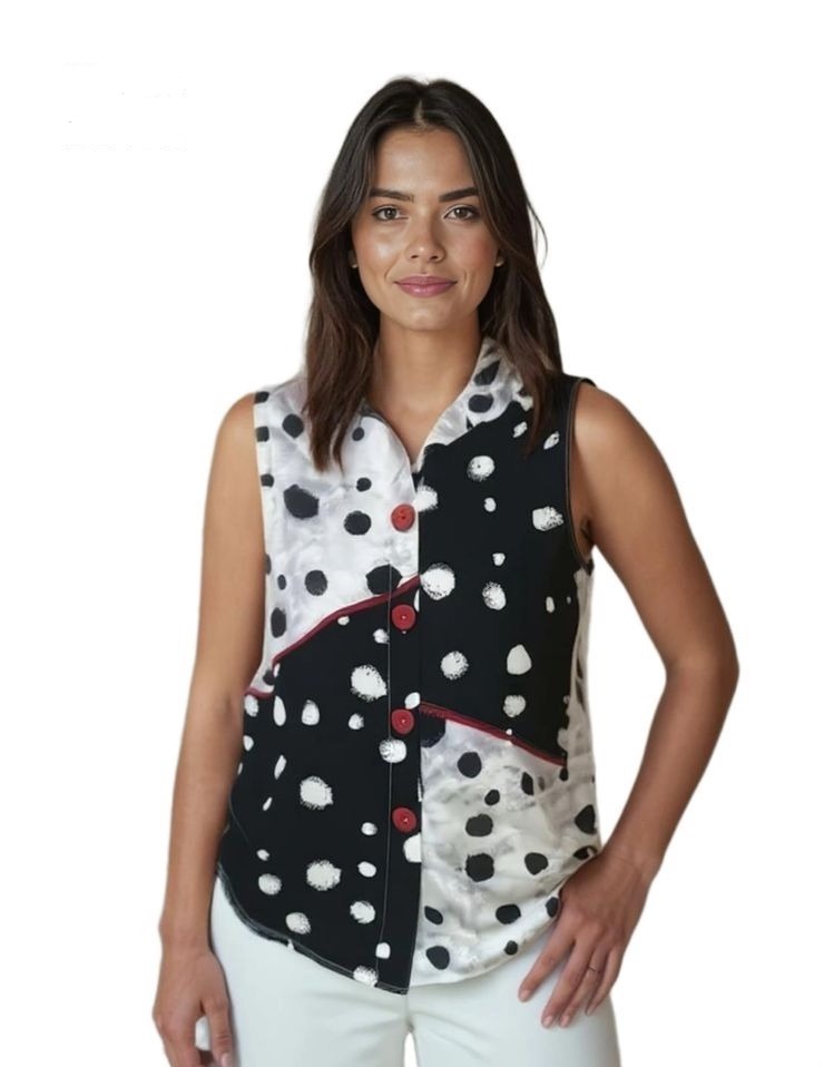 Sleeveless Top w/Buttons