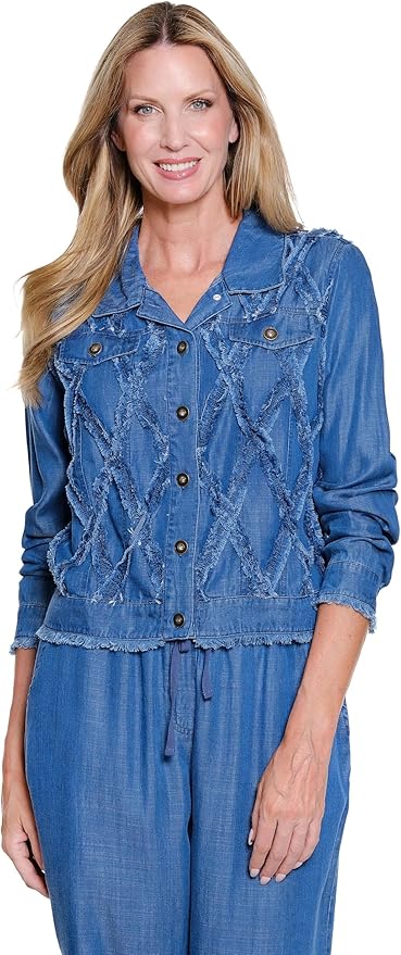 Cuffed Long Sleeve 2 Flap Pocket Button Front Jean Jacket