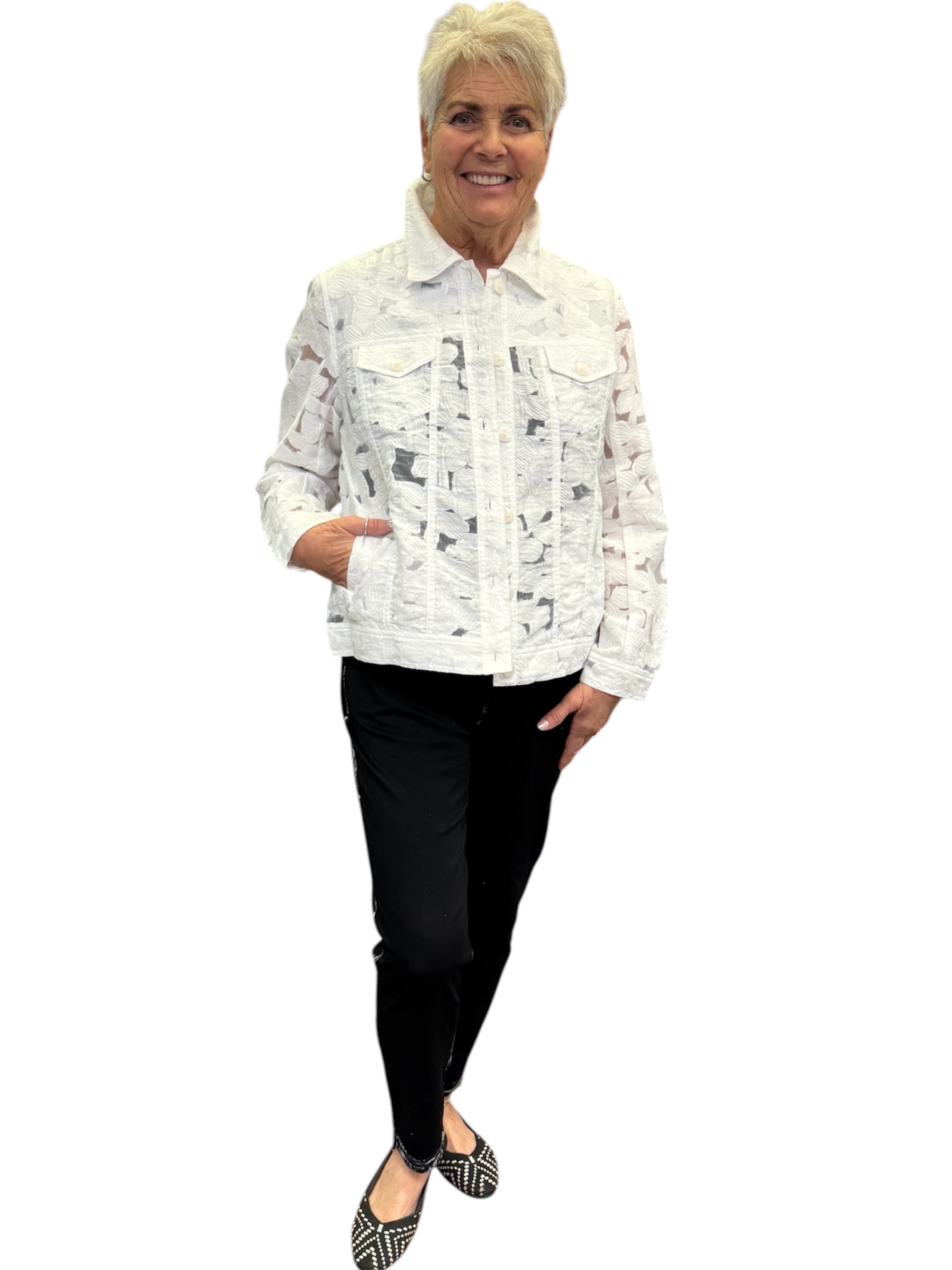 Cuffed Long Sleeve Four Pocket Button Front Jean Style Jacket