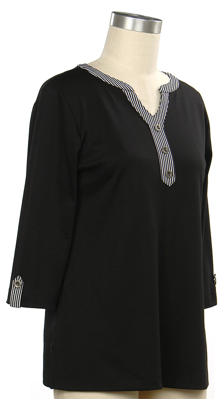 Essential Stripes 3/4 Sleeve Trim Top