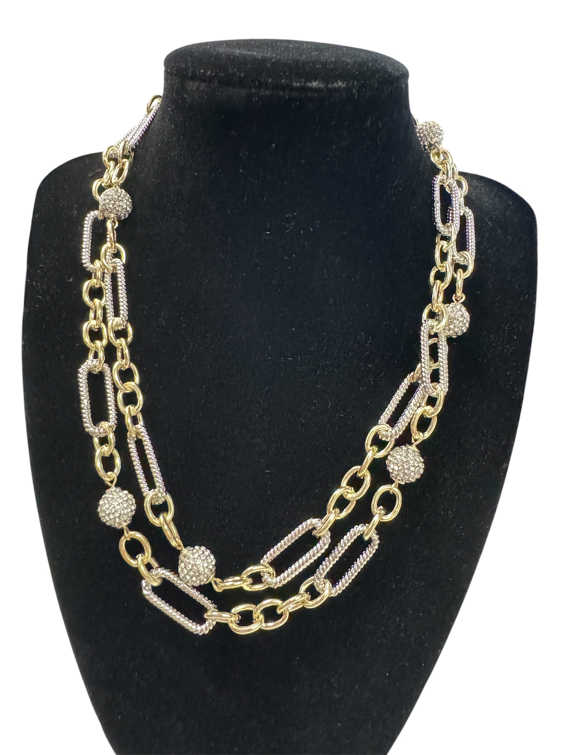 Long Pave CV Balls Necklace
