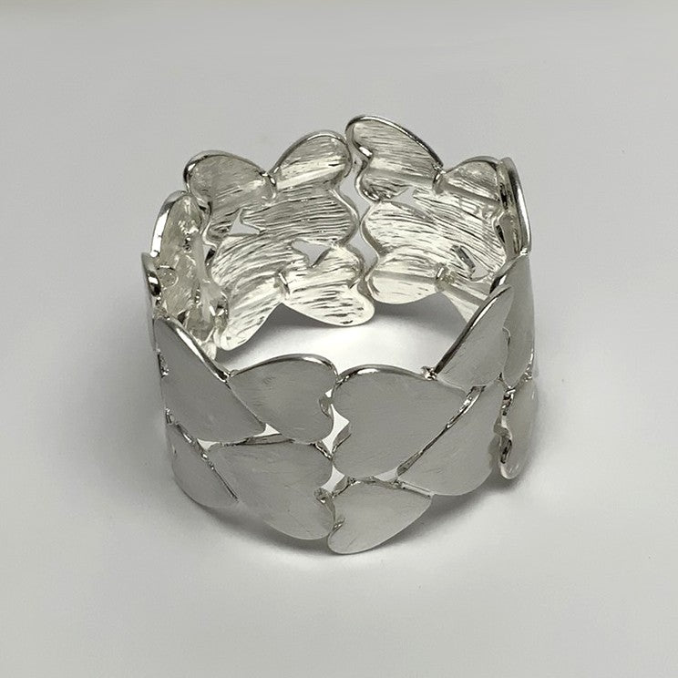 Matte Wide Hearts Stretch Bracelet