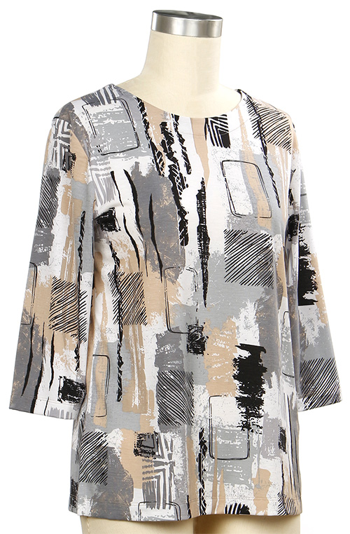 Plus Abstract Print Top