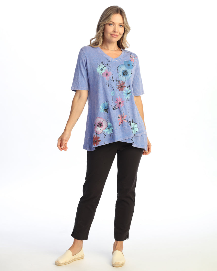 Plus Serenade Mineral Wash V Neck Half Sleeve Tulip Top