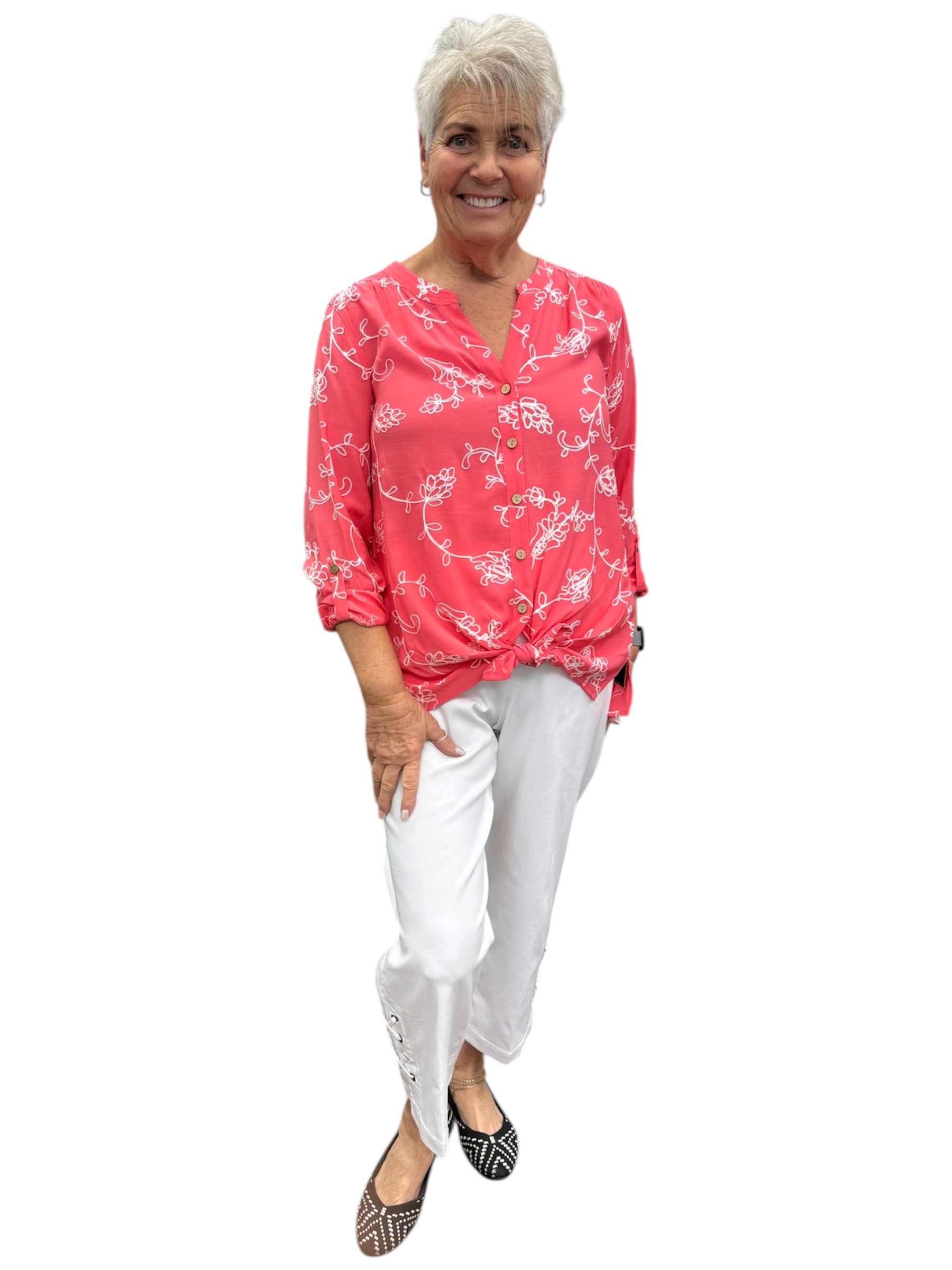 Pull On Crop Pant with Double X Strap Hem Vents