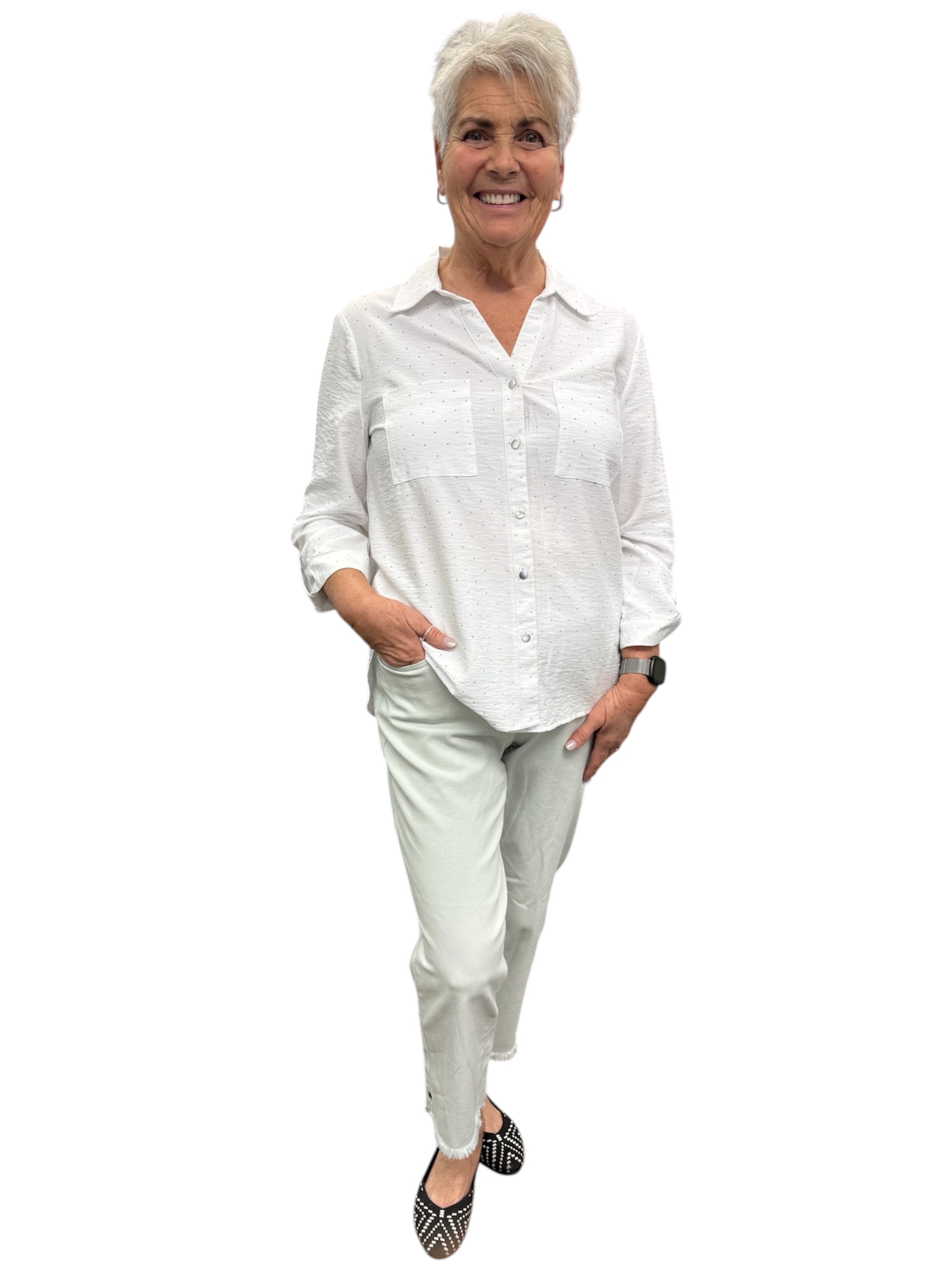 Pull On Pocket Fringe Hem Crop Pant