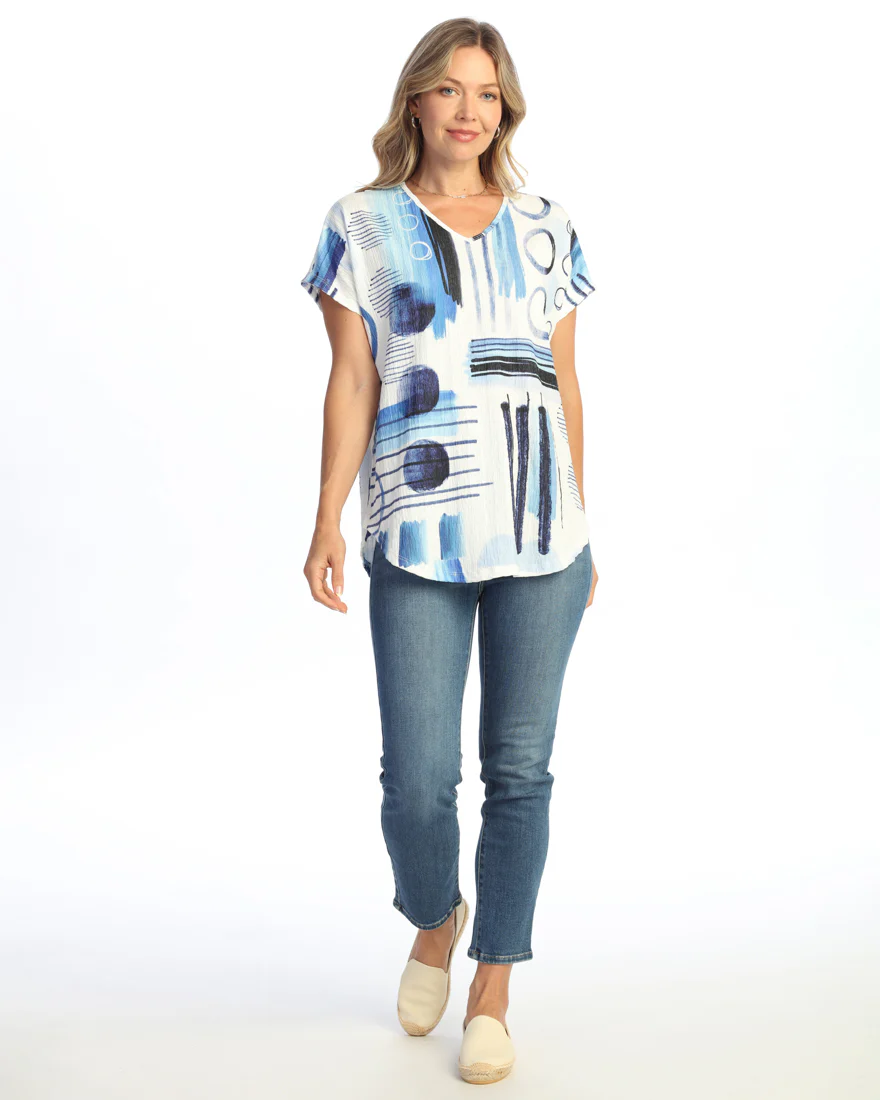 Roxie Crinkle Dolman V Neck Top