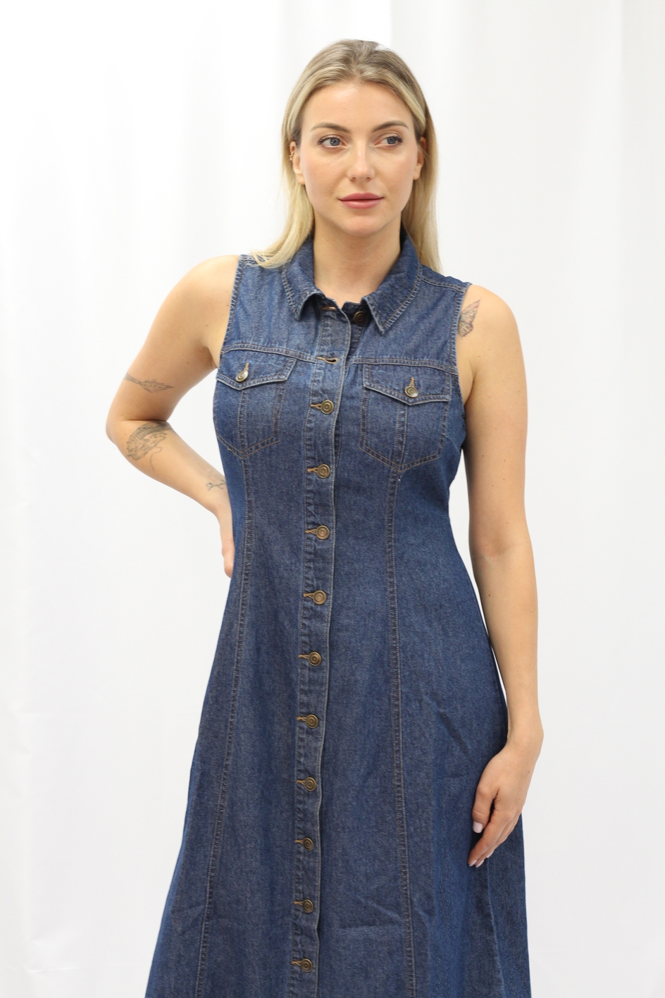 Saville Sleeveless Denim Midi Dress