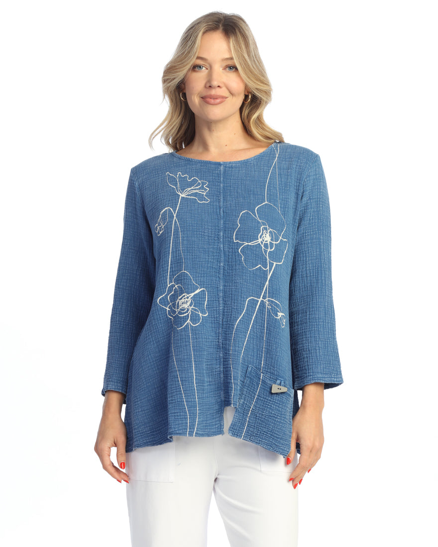 Sketch Mineral Wash Gauze Tunic Top