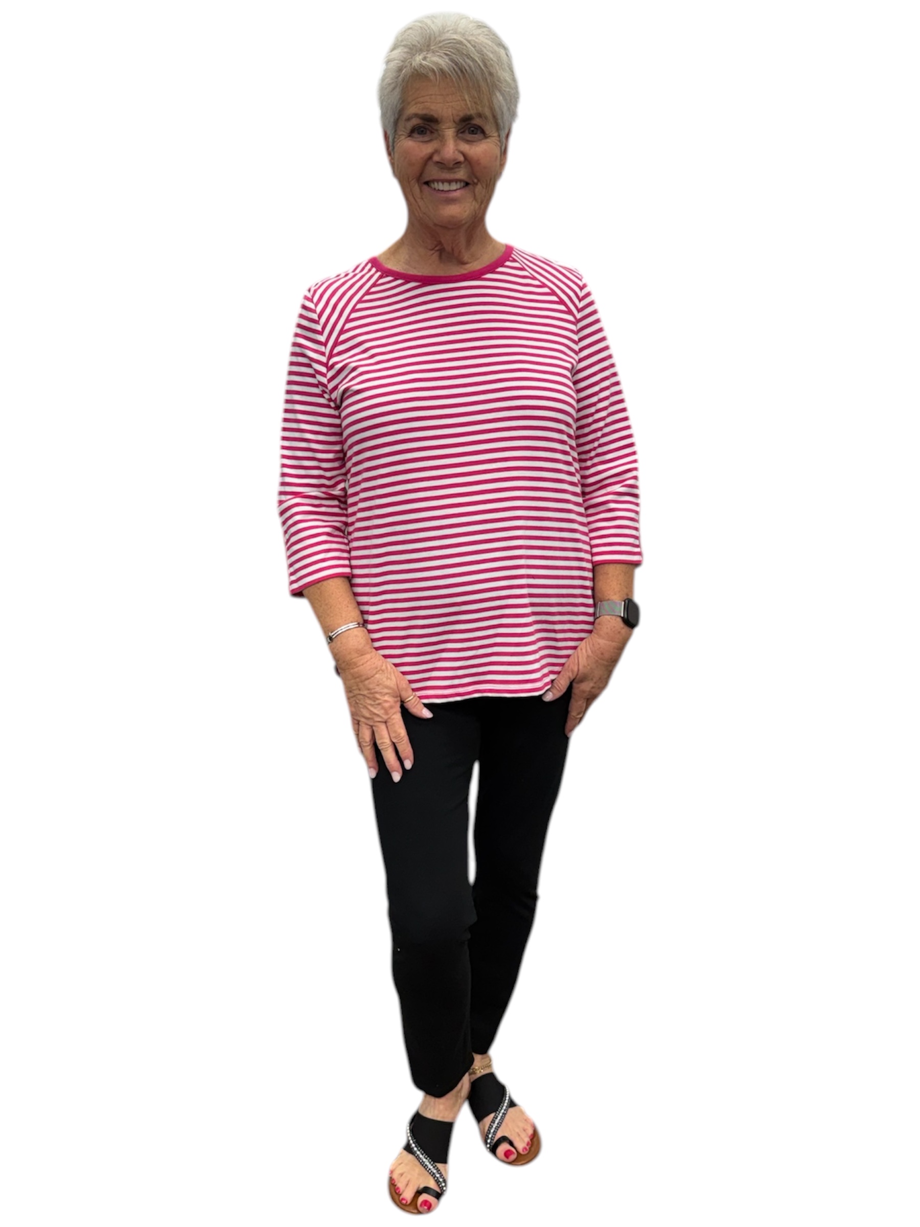 Stripe 3/4 Sleeve Top