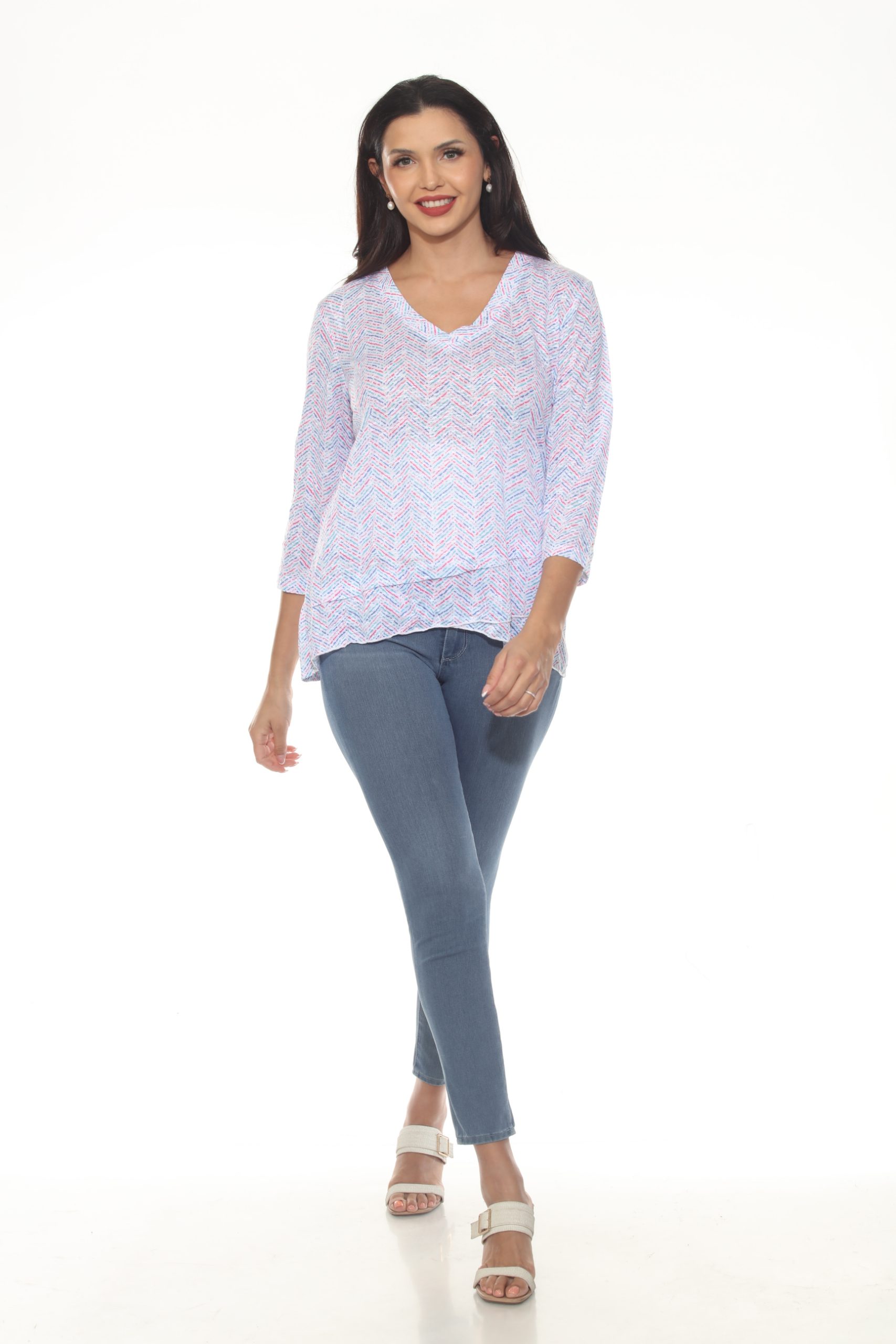 V Neck 3/4 Sleeve Tee