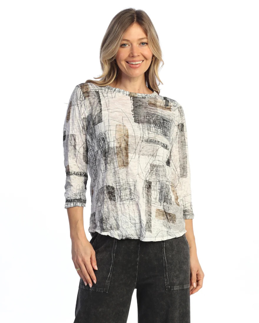 Scribbles Crushed Round Neck Top