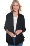 3/4 Sleeve Ruffle Hem Shawl Collar Sweater Cardigan